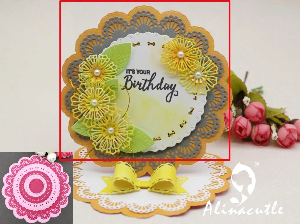 

DIE CUT METAL CUTTING DIES 6pc stitch doily circle flower lace round Scrapbook paper craft handmade card topper punch art cutter