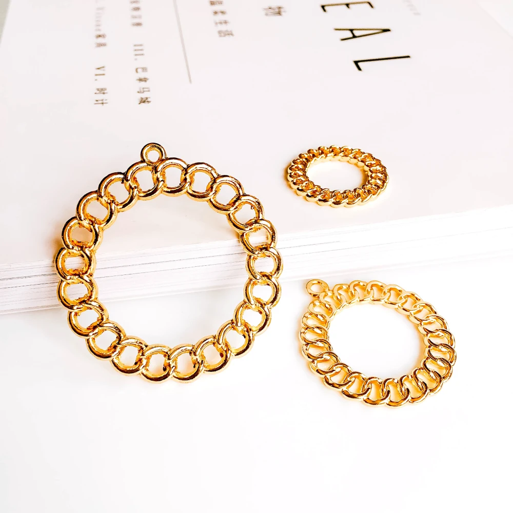 

Round Shape Gold Plated Eardrop Accessories Metal Pendant Components Necklace Charms Supplies for Jewelry Diy Material 8pcs