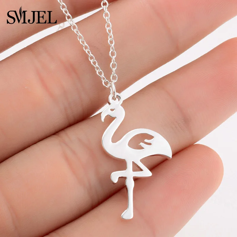

SMJEL Flying Bird Necklace Choker Women Fashion Flamingo Jewelry Stainless Steel Necklaces Gold Silver Rose gold