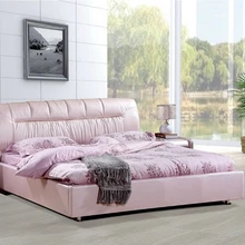 Высокое качество заводская цена королевский большой королевского размера из натуральной кожи мягкая кровать, мебель для спальни мягкая кровать 2683