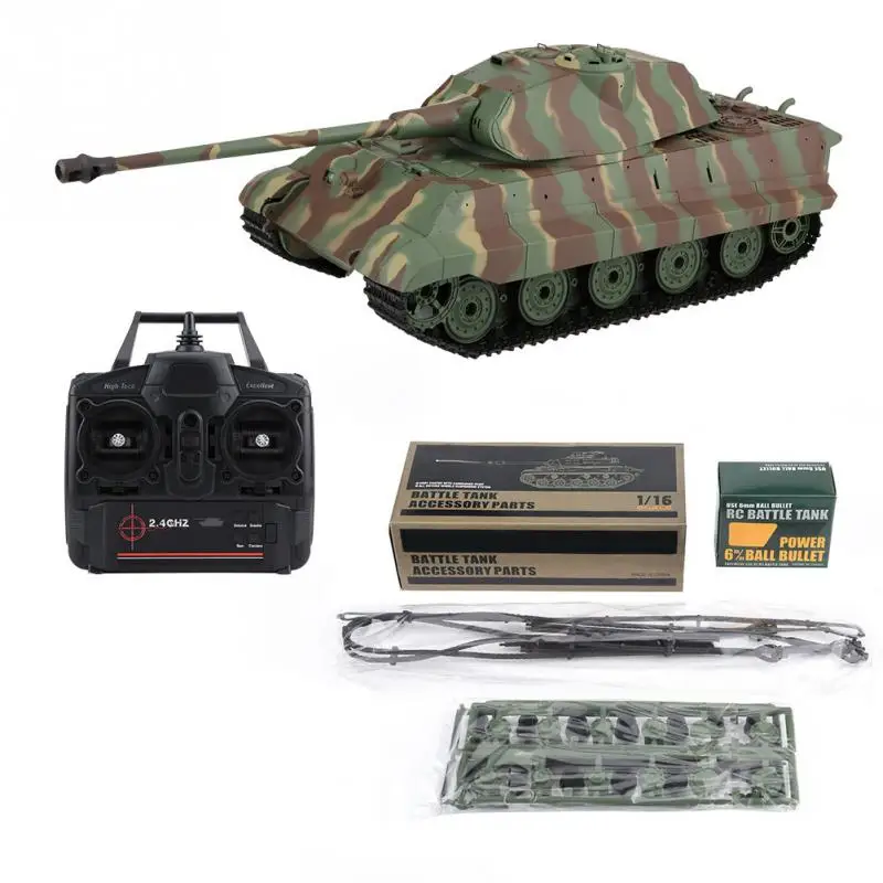 116 Scale RC Tank German King Tiger 2.4GHz Frequency Plastic + Metal Remote Control Model Toy High Quality RC Tank USB Cable