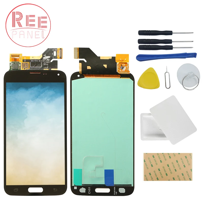 

Amoled LCD For Samsung Galaxy S5 G900F G900M G900A G900T LCD Display Touch Screen Digitizer Full Assembly Parts + Repair Tools