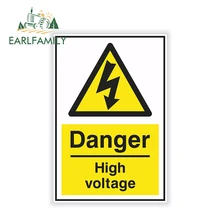 EARLFAMILY 13cm x 8.45cm voiture style étanche haute tension Danger signe autocollant électrique avertissement sécurité fenêtre voiture pare-chocs autocollant