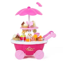 Подарки для девочек Детская кукла дом ручная тележка музыка и свет мороженое корзина игровой дом игрушки с куклой конфеты корзину