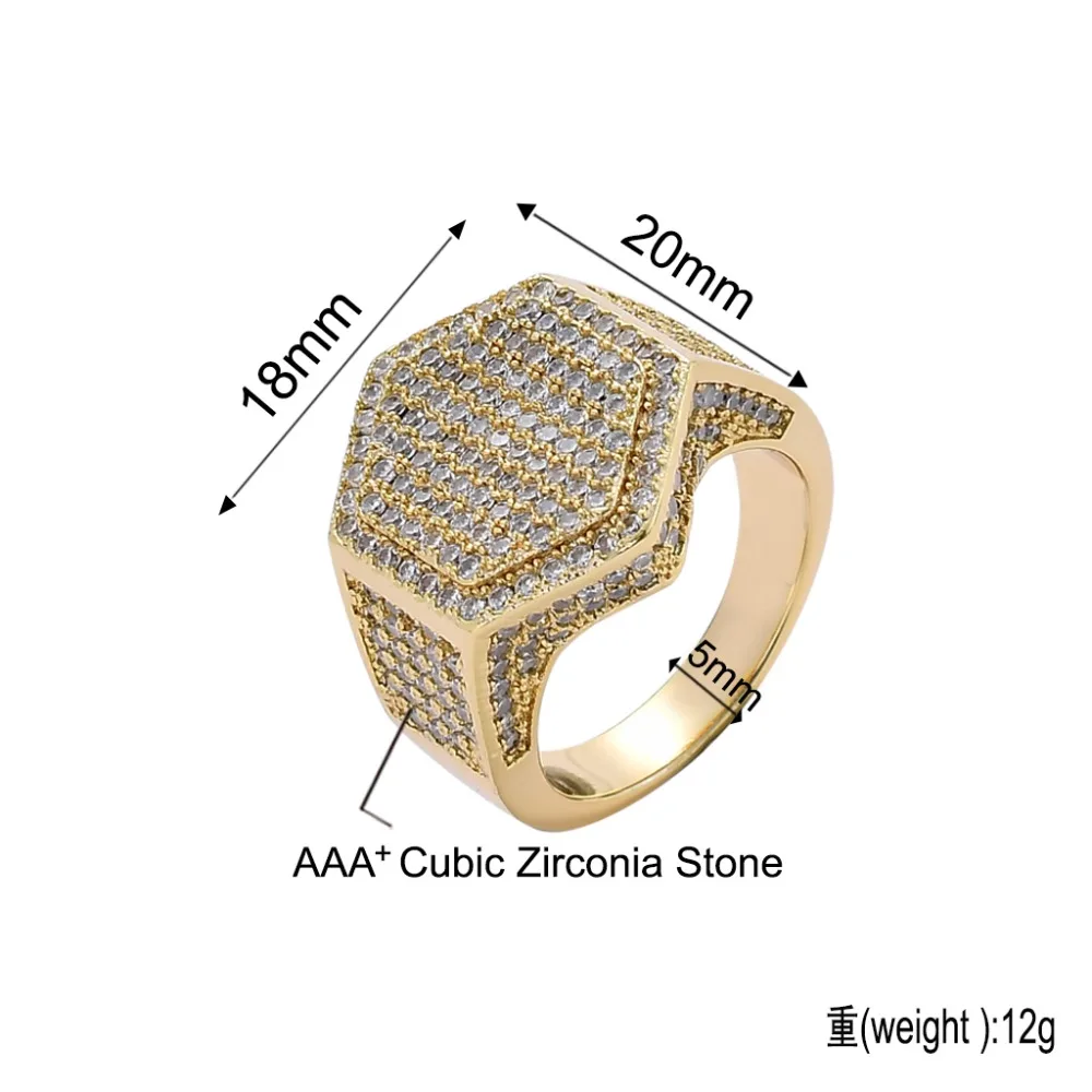 Hip Hop Jewelry Iced Out Hexagon Ring (1)