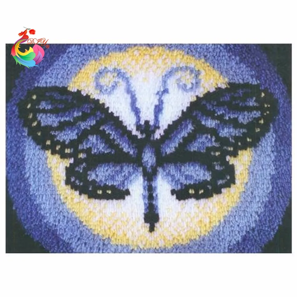 Latch hook rug kits crochet hooks Carpet embroidery sets for stitch thread stair carpet mats Butterfly Home decor | Дом и сад