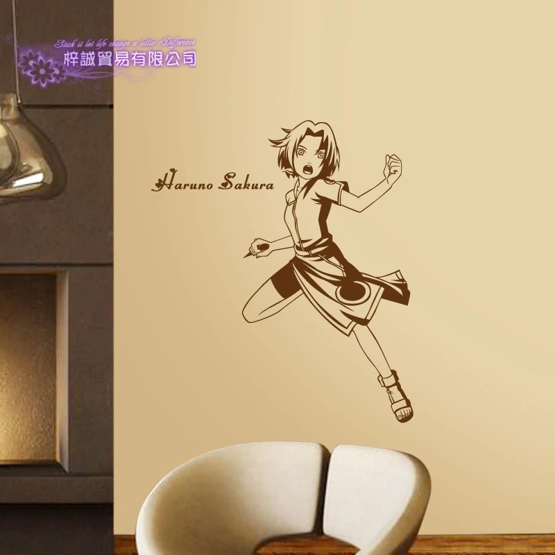 DCTAL Naruto Japanese Cartoon Car Sticker Haruno Sakura Naruto Decal Posters Vinyl Wall Decals Pegatina Decor Mural Sticker