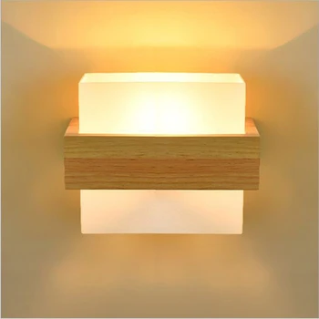 

WOERFU Modern LED Wood Wall Lamp E27 Bedroom Bedside Lamp Indoor Wall Lamps
