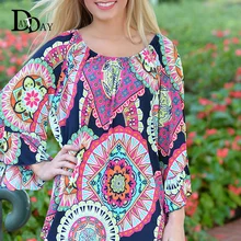 2016 Summer Women Casual Off Shoulder Dress Bohemian Tropical Flower Print Vintage Mini Beach Party Dress C147