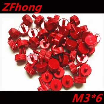 

20PCS M3*6 Red Colour aluminum knurled Thumb hand tighten screw