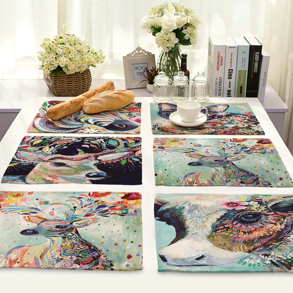 deer/horse pattern Table mats for Wedding Party placemat Cloth Western Dinner Mat Home Textile 42x32cm MA0042 | Дом и сад