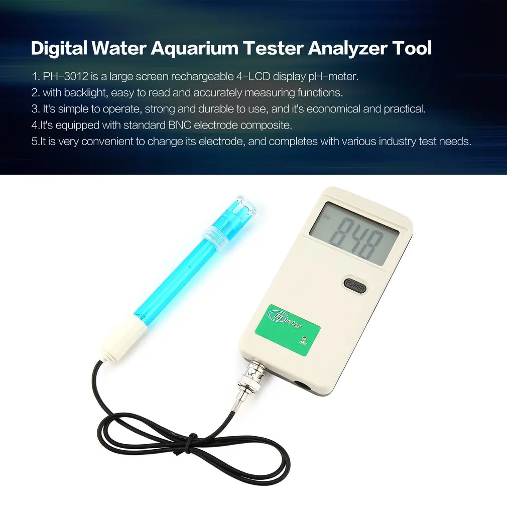 

Portable PH Meter New LCD backlight Digital Water Tester Analyzer for Biology Chemical Laboratory Aquarium Hydroponic PH-3012