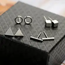 Hfarich трендовые 4 пар/уп. геометрические треугольные круглые квадратные серьги-гвоздики для женщин модные золотые черные серьги из сплава