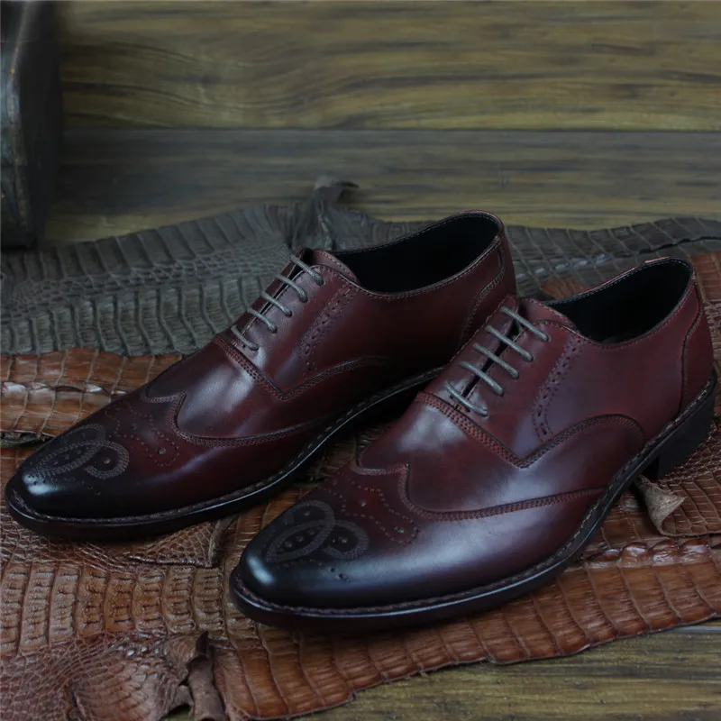 Robe Formelle Maloneda Pleine marron Main Mode Rétro Noir Fleur Nouvelle Bullock De Cuir Sculpté Chaussures Hommes Goodyear En Oxford wIIXFBqW