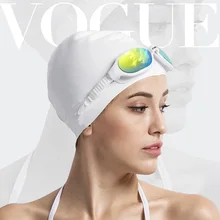 Gorros de natación elásticos 3D impermeables de silicona para hombres, mujeres, tamaño libre, pelo largo, sombrero de natación, protección de orejas, piscina para adultos gorra de natación(China)