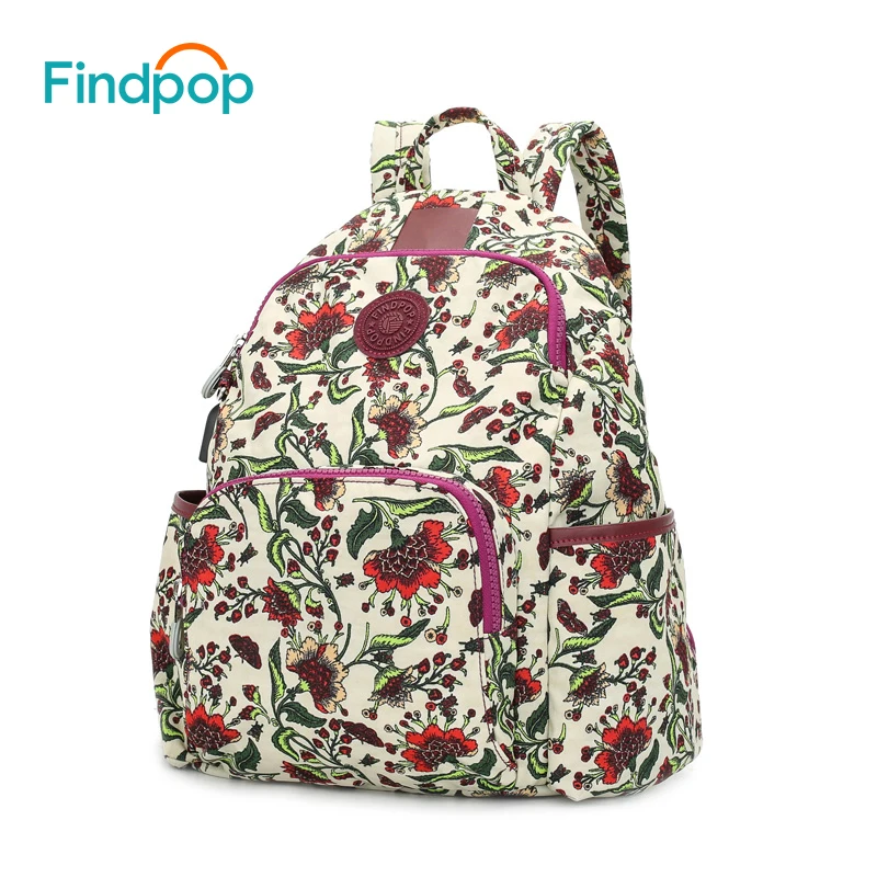 

Findpop Floral Printing Backpack Women 2018 New Anti-Theft Backpacks Mochila Fashion Large Capacity Nylon Backpack Bag For Women