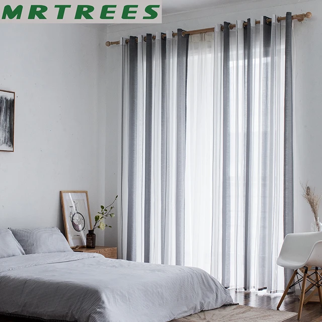 Striped Voile Sheer Curtains 4