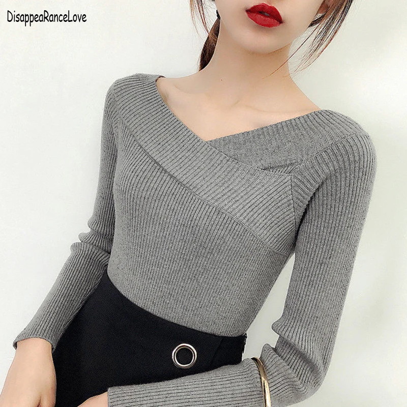 DRL Simplee V neck cross knitting winter sweater women Fashion pullover female New 2019 autumn winter woman sweater pullovers DRL Simplee V neck cross knitting winter sweater women Fashion pullover female New 2019 autumn winter woman sweater pullovers