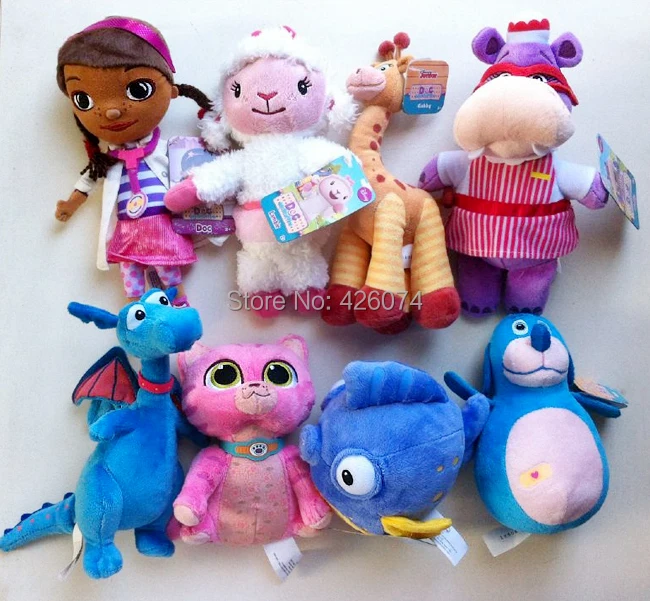 Doc McStuffins Lambie Boppy Gabby Stuffy Hallie Whispers Chilly Findo пищалки мягкие животные детские плюшевые игрушки детские подарки