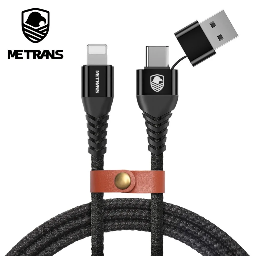 

Metrans USB Type C+A To Cable For iPhone 2 in 1 For iPhone XS X 8/8 Plus 7/7 Plus 6 6S 5 5S Cable Quick Charge Data Cord