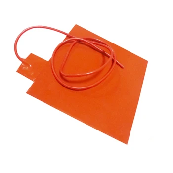 

380*230*1.5mm Silicone Rubber Heater for 3D Printer 220v 500w adhesive 1face 1white 1brown 1000mm lead wire 4mm hole in center