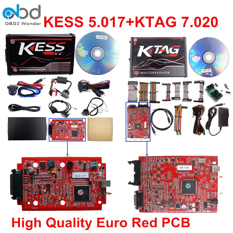 Онлайн красная печатная плата KESS V2 V5.017 ЕС Версия KESS 2,47 K-TAG 7,020 Ktag V7.020 V2.25 ECU чип Тюнинг Комплект OBD2 OBDII ECU программист