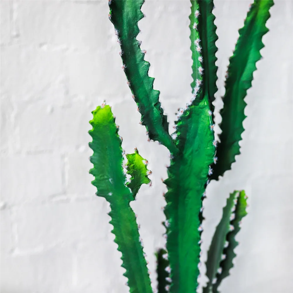 Натуральный вид большой искусственный текстурированный треугольник кактус суккулент пустынное растение с плантатором