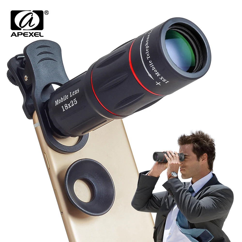 APEXEL 2 в 1 HD оптический Универсальный 18X телеобъектив для телефона с штативом 18x25 монокулярный объектив видеокамеры для всех смартфонов
