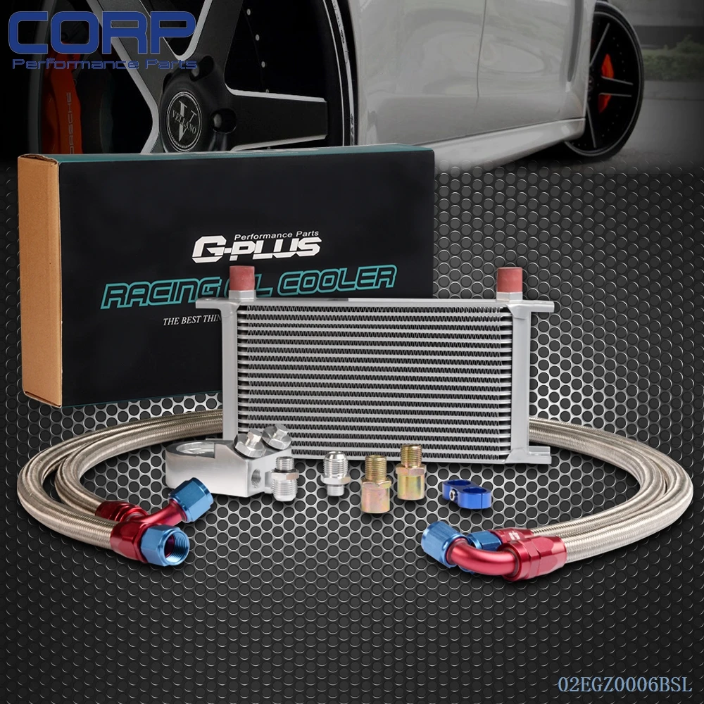 19 Row AN 10 Universal Engine Transmission Oil Cooler + Filter