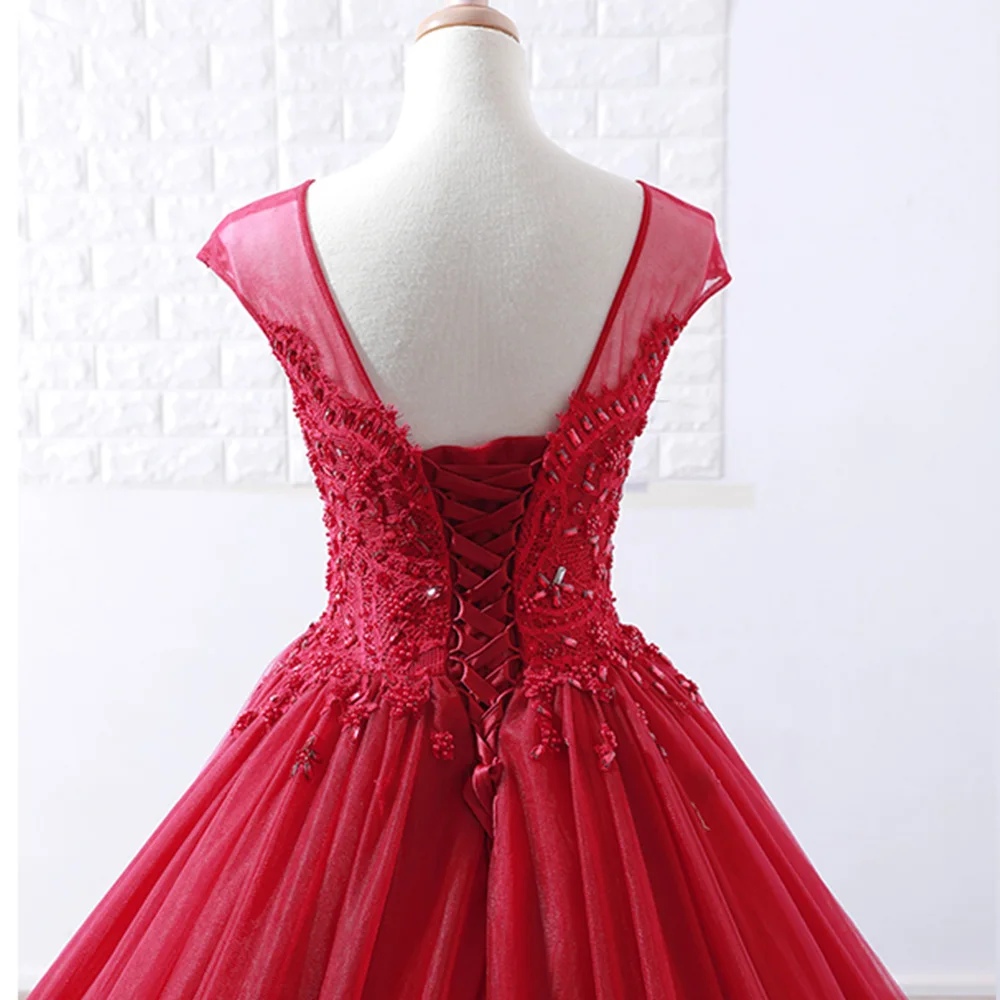 Vestidos De Noiva Princesa 2019 Новое поступление бисер кристалл аппликации цветы юбка красный Принцесса бальное платье Свадебные платья
