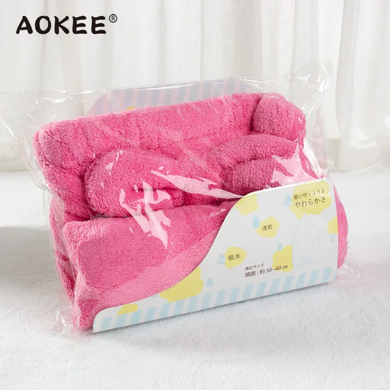 AOKEE бренд микрофибры банное волос Полотенца сухой Кепки супер абсорбент быстро сухой Для женщин Ванная комната салон Полотенца s волос душ кепки 53x36 см - Цвет: Hot pink