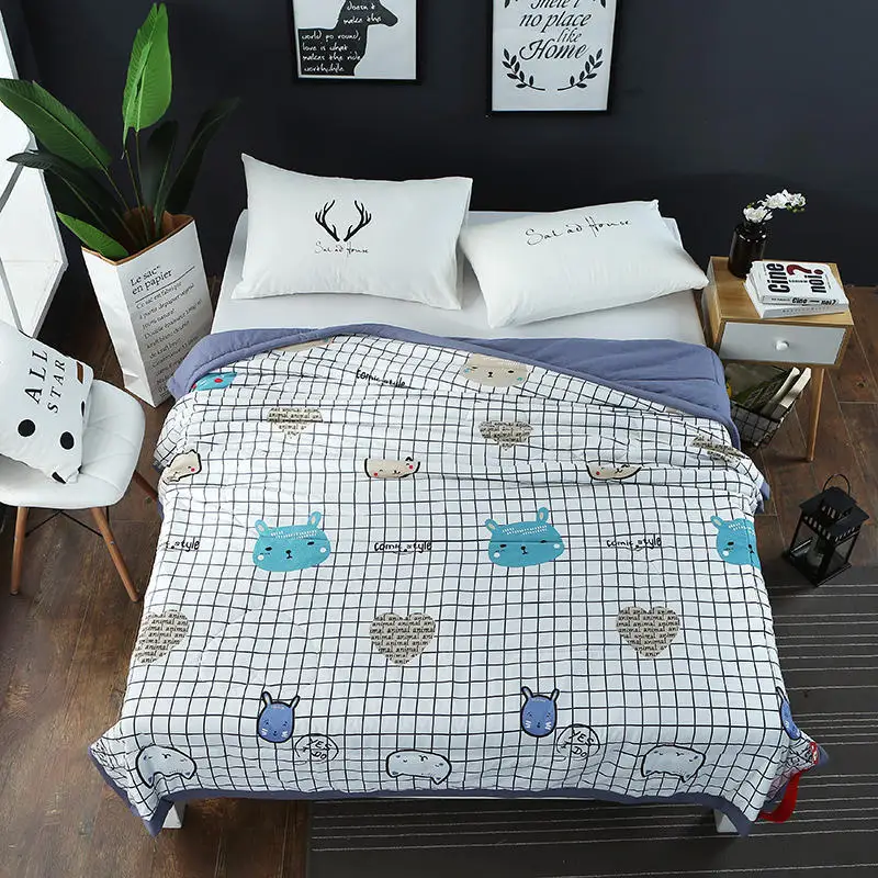Cotton Thin Plaid Bedding Quilts Bedroom Summer Soft ...