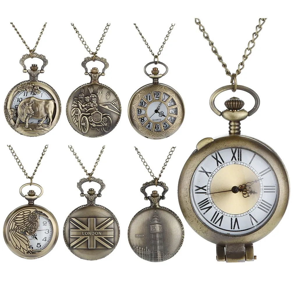 

Retro Design Personalized Pattern Steampunk Vintage Quartz Roman Numerals Hollow Pocket Watch clock relogio Gift Dropshipping