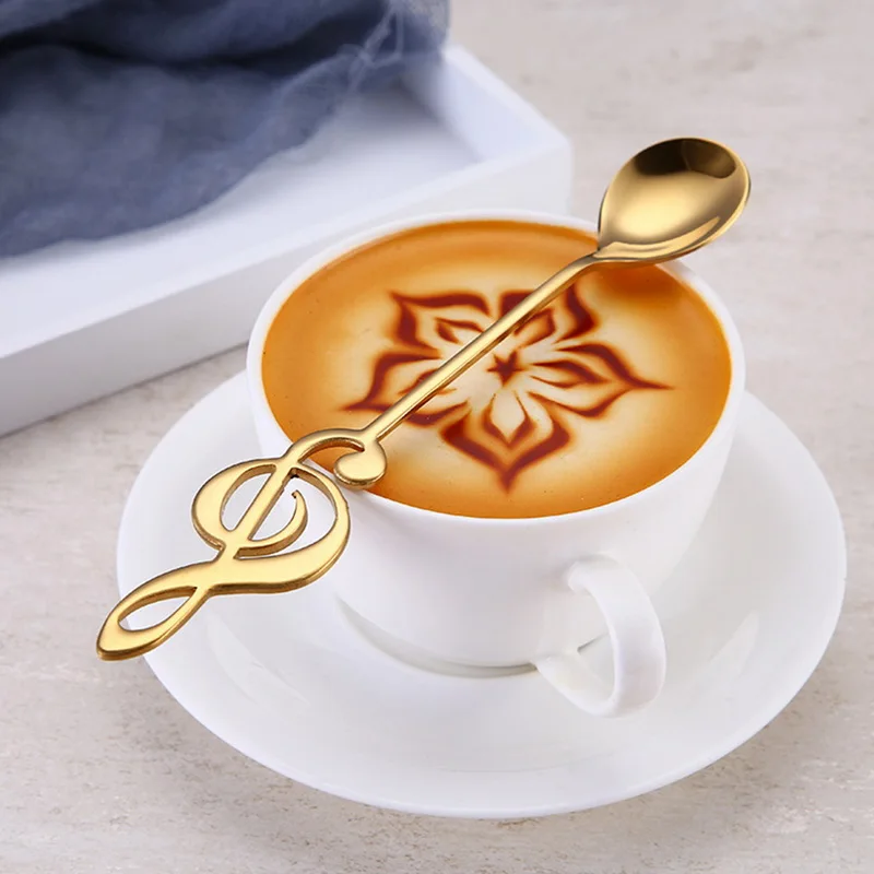 

IVYSHION Creative Stainless Steel Musical Note Dessert Spoon Music Coffee Stirring Scoop Milk Tea Tableware Cafe Spoon Kitchen