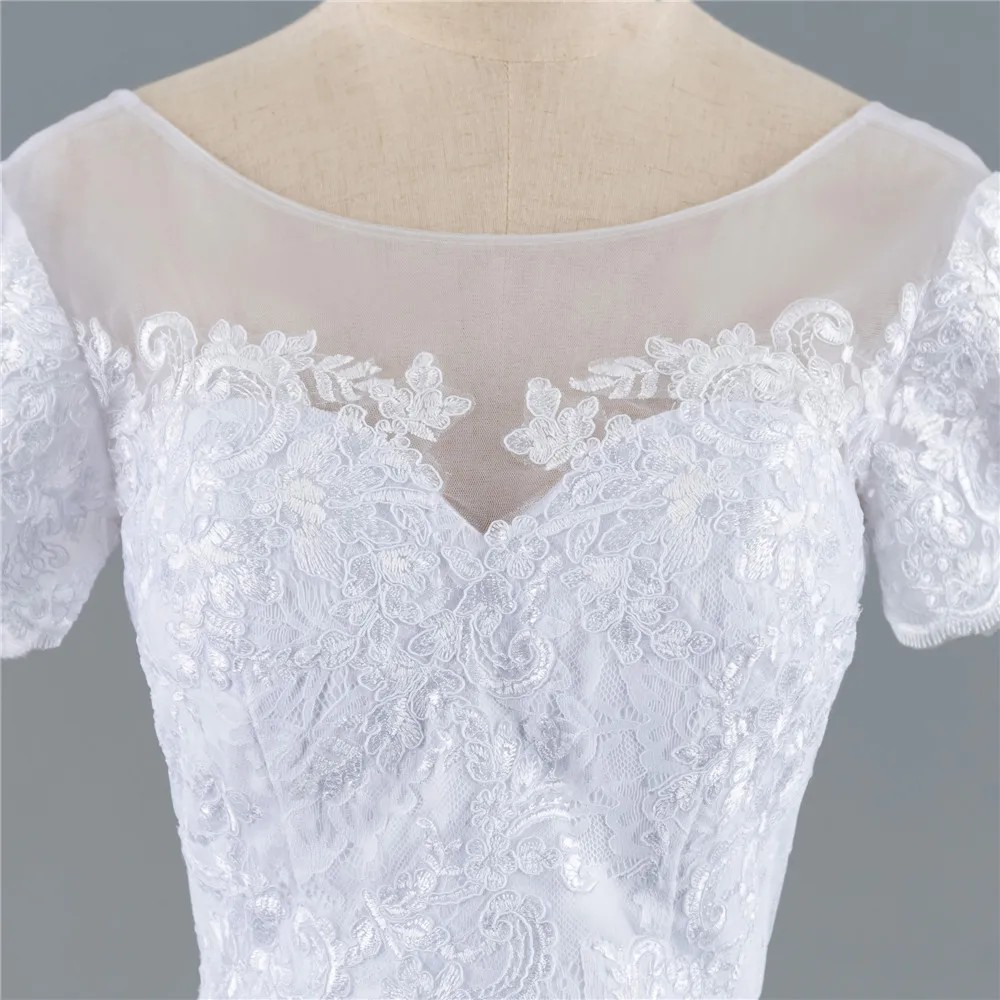 Съемное свадебное платье Vestido De Noiva, платье русалки с цельнокроеным коротким рукавом с аппликацией, кружевное недорогое свадебное платье в богемном стиле, свадебные платья