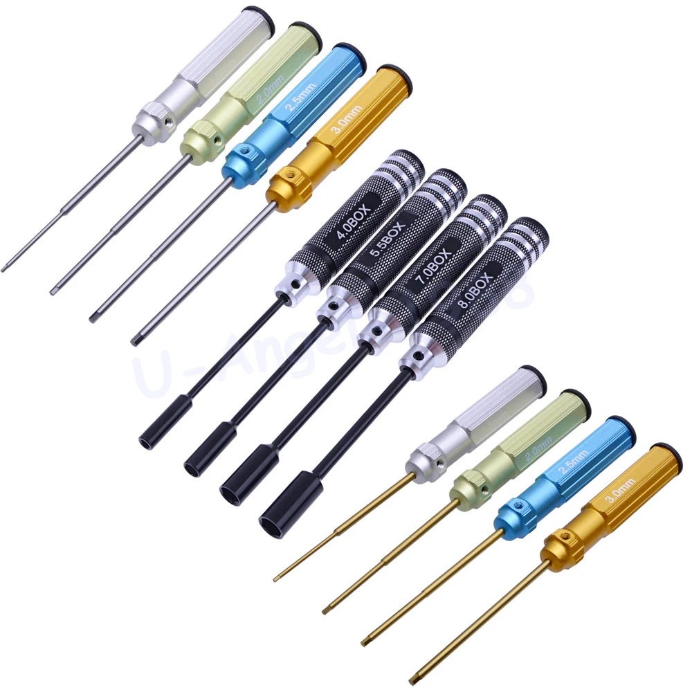 

4pcs/set RC Tools hex screw driver set titanium plating hardened 1.5 2.0 2.5 3.0mm screwdriver For helicopter toys
