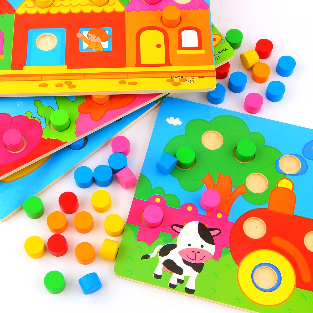Цветная познавательная доска Монтессори, развивающие игрушки для детей, деревянная игрушка, пазл для раннего обучения, цветная игра для матча