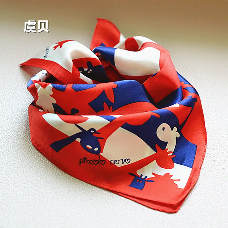 Женский платок бандана синий и красный из натурального шелка 50*50 см|scarf bandana|silk scarf bandanasmall square |