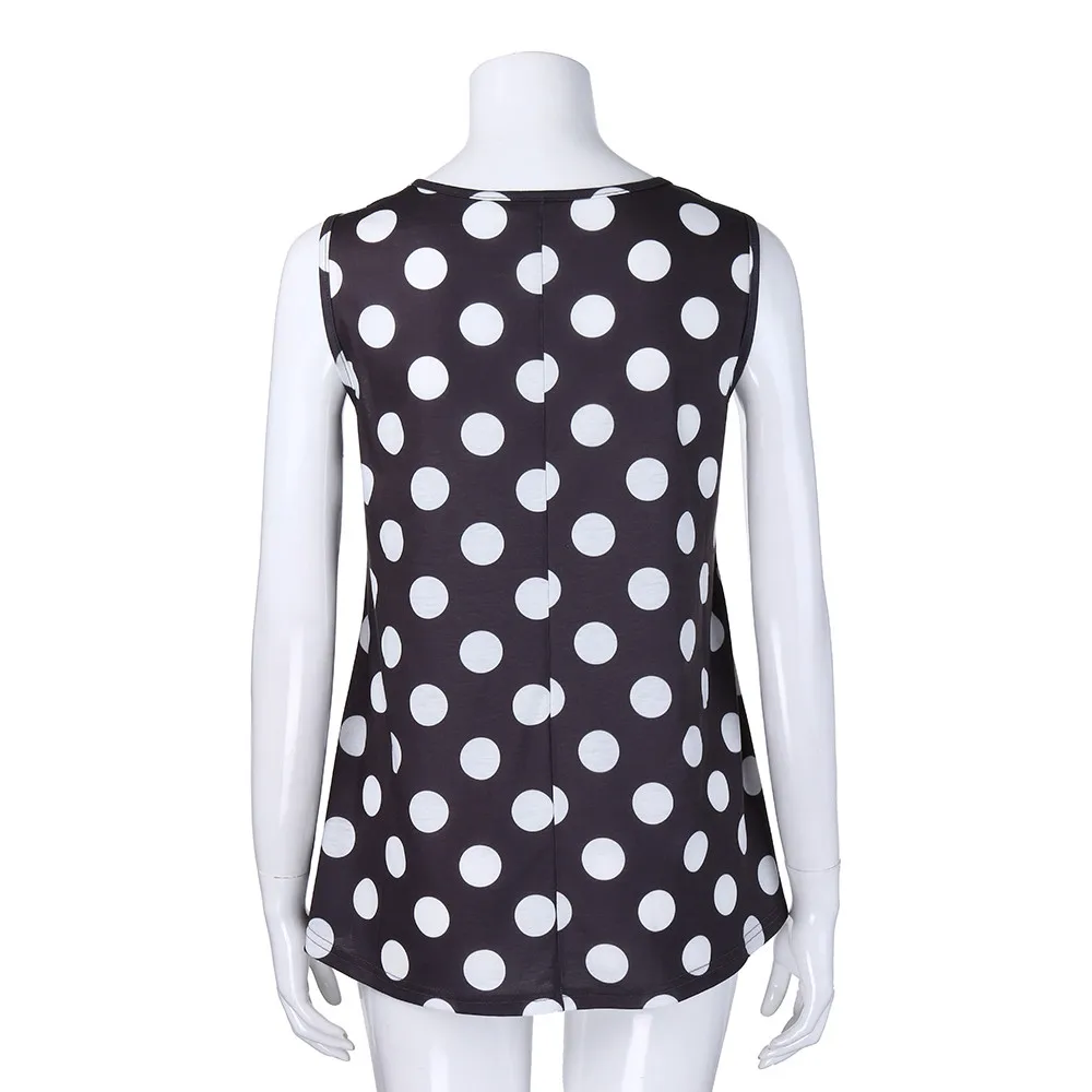 Women Ladies Summer Fashion Casual Wild Dot T-Shirt Sleeveless Casual Beach Tops Blouse Vest Tank Tops Mujer Verano 2019 50