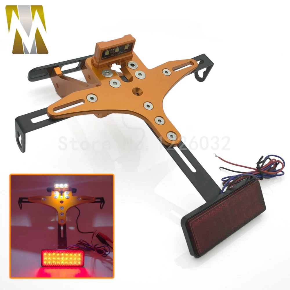 

Motorcycle Adjustable Registration LED License Number Plate Frame Holder Bracket For KTM KAWASAKI Z800/1000 YAMAHA R1/R3 MT09/07