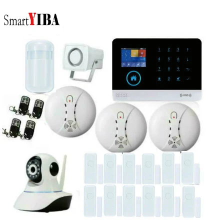 SmartYIBA Wi-Fi GSM сигнализация охранная беспроводная Дымовая пожарная сигнализация наборы для домашней защиты RFID SIM Голосовая подсказка