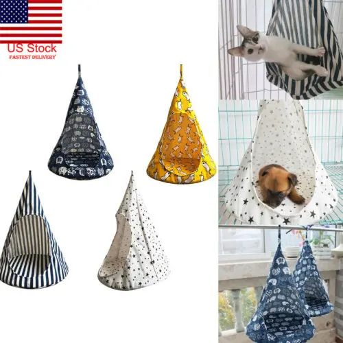 

US Pet Cat Dog Conical Sleeping Bed Basket Hammock Bed Window Comfortable Cage