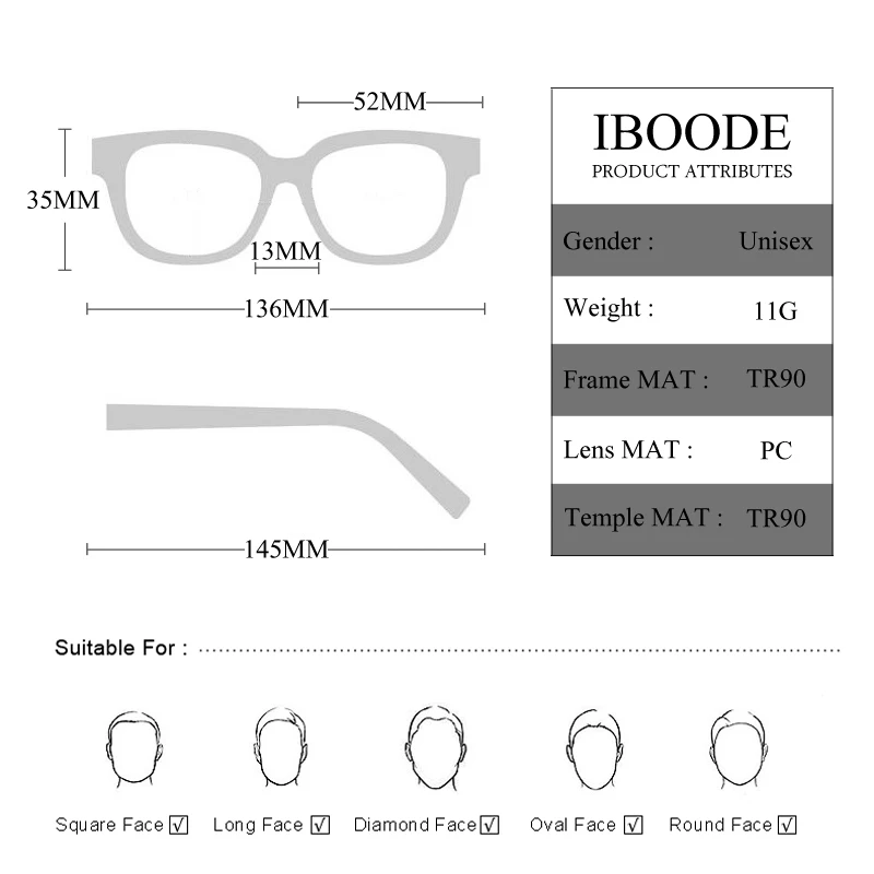 IBOODE TR90 квадратные очки для чтения для мужчин и женщин пресбиопические очки мужские женские очки при дальнозоркости оптика диоптрий очки