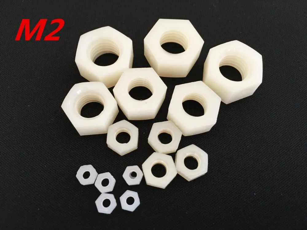 

50pcs/Lot Free Shipping Metric Thread M2 Nylon Hexagon Nuts Screw Nuts Hex Nuts
