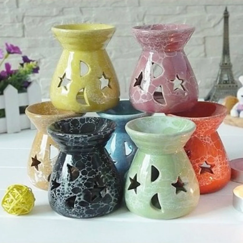 Assorted Ceramic Ash Catcher Incense Burner Joss Stick Holder 6 Colors 3inch