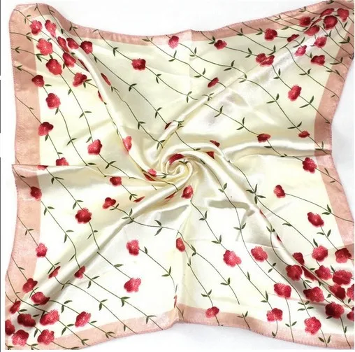 

2019 New Design Small Square Scarf Polyester Mocket High Quality 50x50cm Handkerchief Cheap Fashion Imitated Satin Silk Scarves