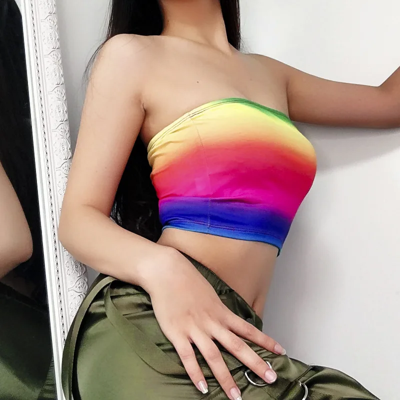 

Woman Clothes Streetwear Sexy Crop Lace Crop Top Off Shoulder Pink Clothes Women Music Festival Iridescent 60G259