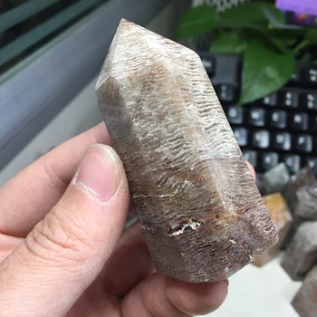 

102g Natural Healing Phantom Quartz Crystal Wand Clear Hierarchy Details Decoration Stone #BH1213