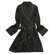 Женский сексуальный шелковый халат ночная рубашка хлопковый Модный женский домашний Банный халат пижама