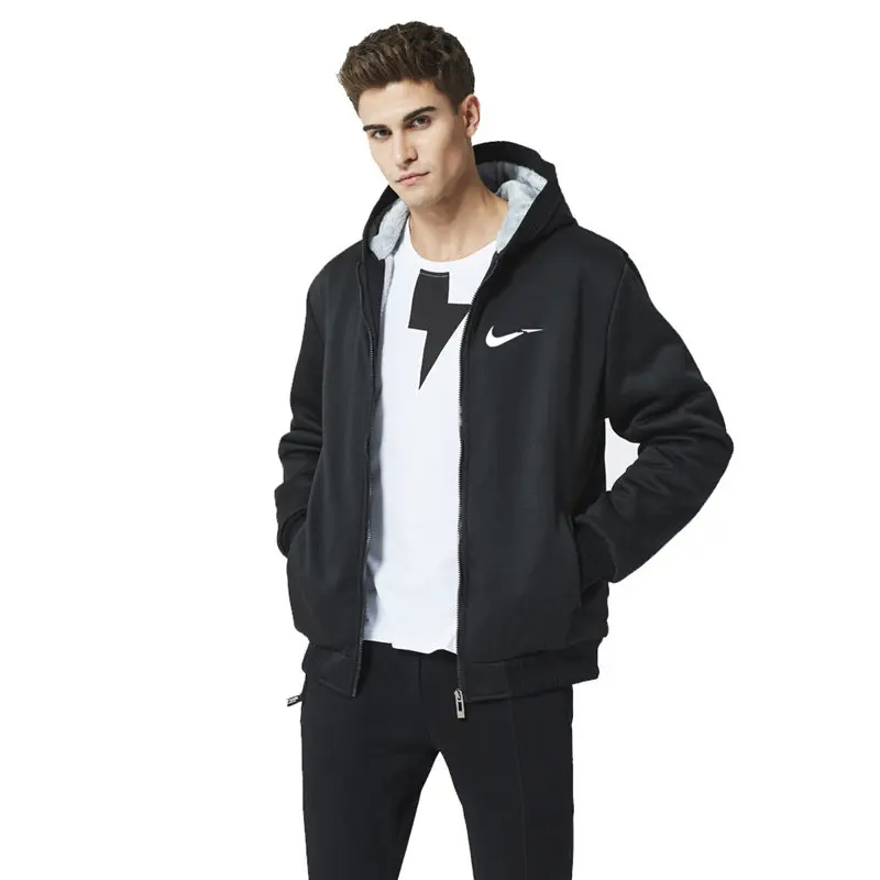 

Sportswear 2019 big plus European size Original logo just break it Men's Thickened hooded zipper Sweatshirt championS suprem